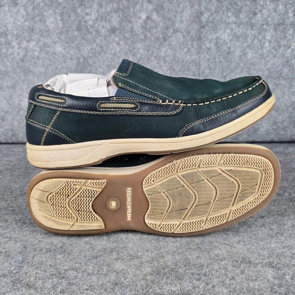 Florsheim Mens 11 M Navy Blue Suede Leather Slip On Boat Shoes Loafers 11391-410